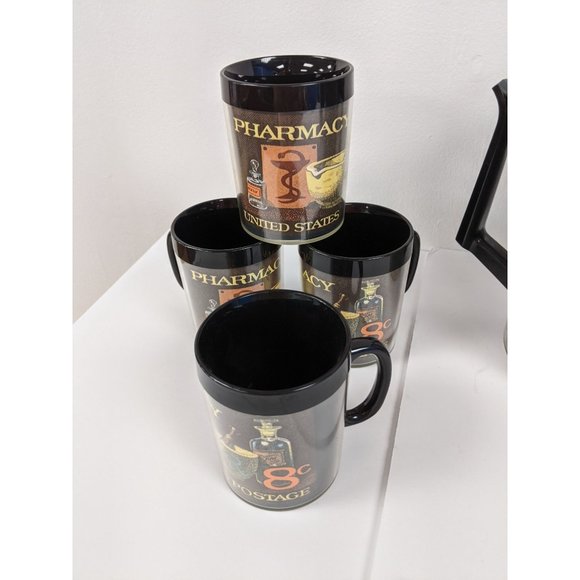THERMO-SERV West Bend Pharmacy Stamp Postage Mugs Cups Pitcher Set of 11 - Picture 5 of 12